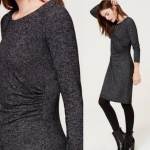 LOFT Women's Gray Long Sleeve Knit Midi Dress - Size M